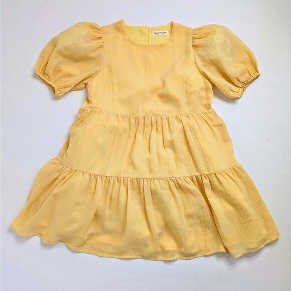 Reformation Dresses & Skirts - Reformation Dress Estate Womens L Butter Yellow Short Sleeve Mini Tiered Lined